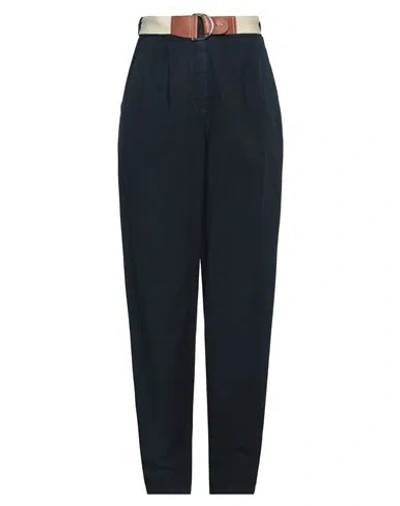 Emporio Armani Woman Pants Midnight Blue Size 12 Lyocell, Linen