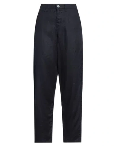 Emporio Armani Woman Pants Midnight Blue Size 32 Linen