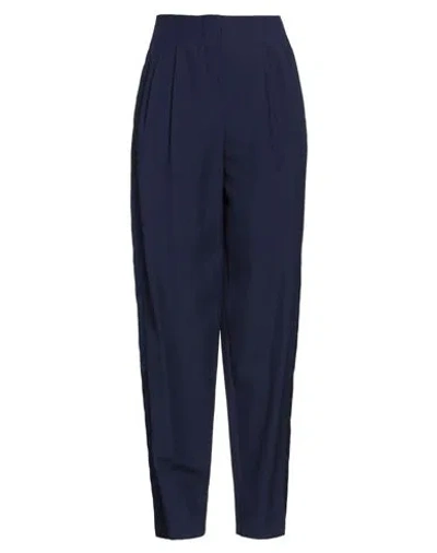 Emporio Armani Woman Pants Navy Size 12 Viscose, Virgin Wool In Navy Blue