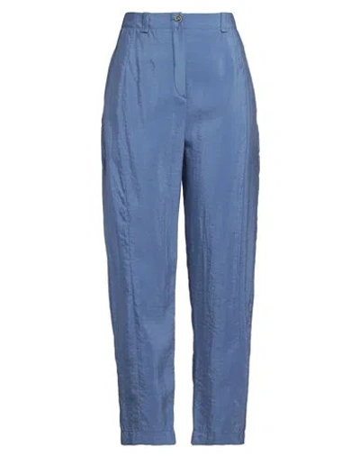 Emporio Armani Woman Pants Pastel Blue Size 14 Silk, Polyamide