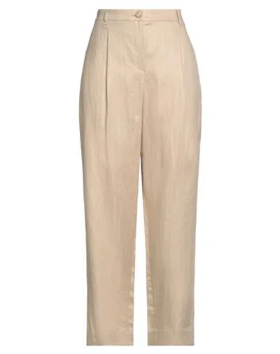Emporio Armani Woman Pants Sand Size 16 Linen