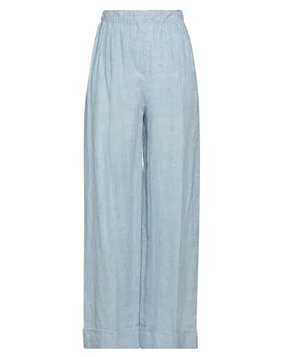 Emporio Armani Woman Pants Sky Blue Size 16 Linen