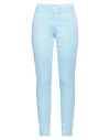 Emporio Armani Woman Pants Sky Blue Size 32 Cotton, Viscose, Elastane