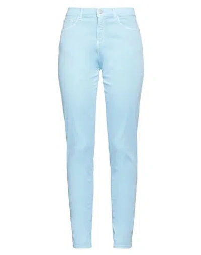 Emporio Armani Woman Pants Sky Blue Size 32 Cotton, Viscose, Elastane