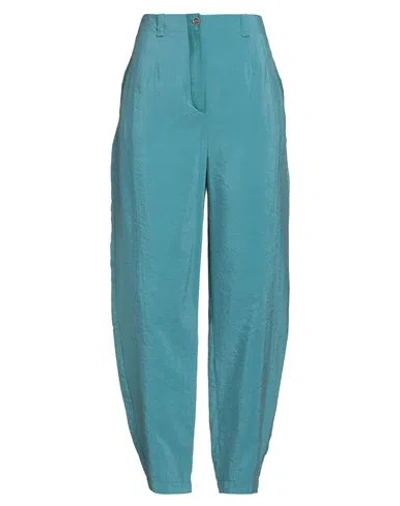 Emporio Armani Woman Pants Turquoise Size 12 Silk, Polyamide In Blue