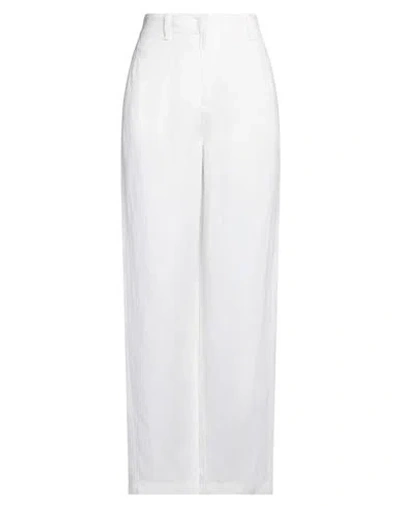 Emporio Armani Woman Pants White Size 10 Viscose, Linen