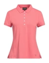 EMPORIO ARMANI EMPORIO ARMANI WOMAN POLO SHIRT SALMON PINK SIZE L COTTON, ELASTANE