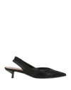 Emporio Armani Woman Pumps Black Size 5.5 Polyester, Cotton, Polyurethane, Acetate, Polyamide In Black