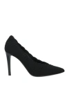 Emporio Armani Woman Pumps Black Size 7.5 Textile Fibers In Black