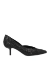 Emporio Armani Woman Pumps Black Size 7.5 Textile Fibers In Black
