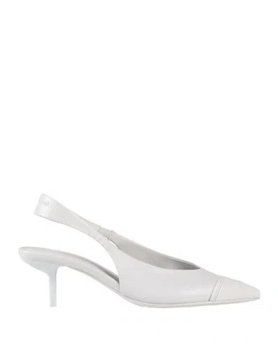 Emporio Armani Woman Pumps Light Grey Size 7.5 Ovine Leather In Gray