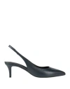 Emporio Armani Woman Pumps Navy Size 7.5 Leather In Black