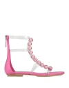 Emporio Armani Woman Sandals Fuchsia Size 6.5 Pvc - Polyvinyl Chloride, Lambskin In Pink