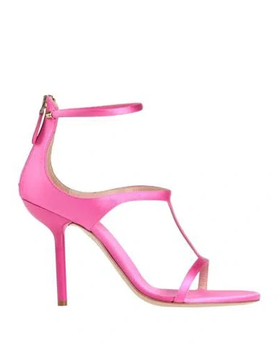 Emporio Armani Woman Sandals Fuchsia Size 7.5 Textile Fibers In Pink