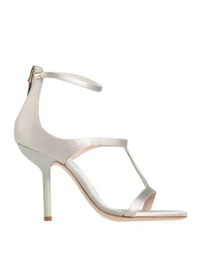 Emporio Armani Woman Sandals Light Grey Size 7.5 Textile Fibers