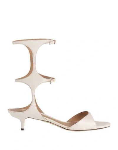 Emporio Armani Woman Sandals Off White Size 7.5 Lambskin
