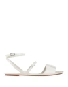 Emporio Armani Woman Sandals Off White Size 7.5 Leather In Off White
