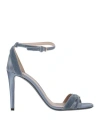 Emporio Armani Woman Sandals Pastel Blue Size 5.5 Textile Fibers In Blue