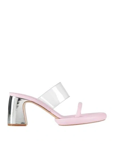 Emporio Armani Woman Sandals Pink Size 5.5 Leather, Pvc - Polyvinyl Chloride