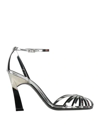 Emporio Armani Woman Sandals Silver Size 7.5 Calfskin