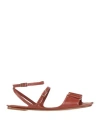 Emporio Armani Woman Sandals Tan Size 7.5 Leather In Brown