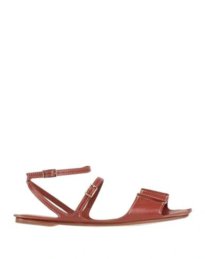 Emporio Armani Woman Sandals Tan Size 7.5 Leather In Brown