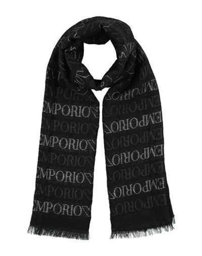 Emporio Armani Woman Scarf Black Size - Acrylic, Modal, Wool, Viscose, Synthetic Fibers