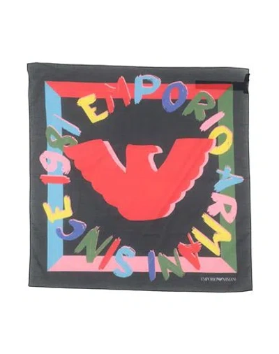 Emporio Armani Woman Scarf Black Size - Organic Cotton In Multi