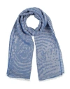 Emporio Armani Woman Scarf Blue Size - Cotton, Modal, Linen In Blue