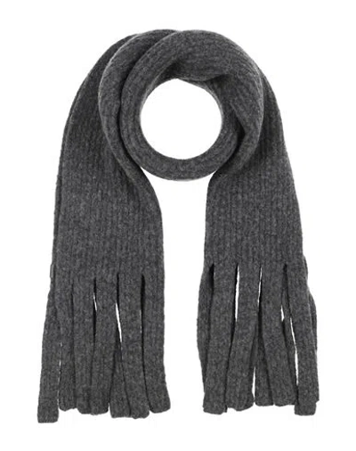 Emporio Armani Woman Scarf Steel Grey Size - Wool, Polyamide, Cow Leather