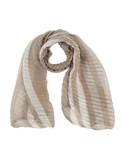 Emporio Armani Woman Scarf Khaki Size - Polyester, Viscose, Textile Fibers In Beige