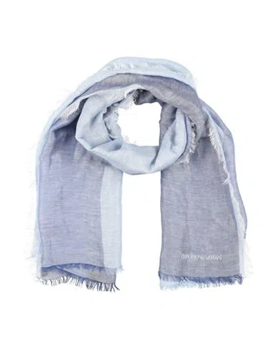 Emporio Armani Woman Scarf Sky Blue Size - Linen, Modal