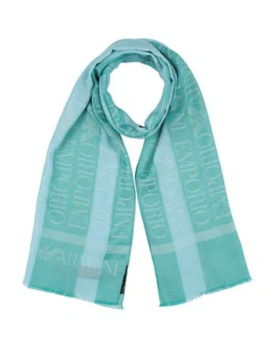 Emporio Armani Woman Scarf Turquoise Size - Cotton, Acetate In Blue