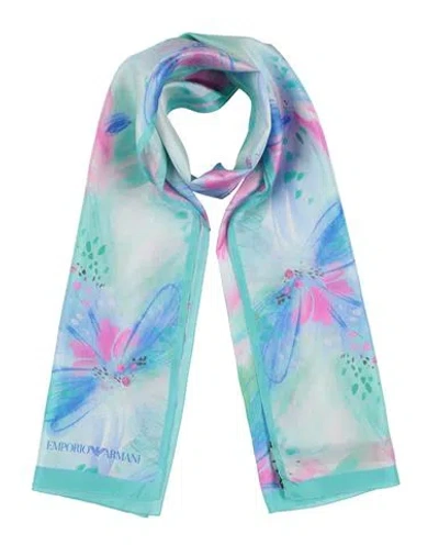 Emporio Armani Woman Scarf Turquoise Size - Silk In Blue