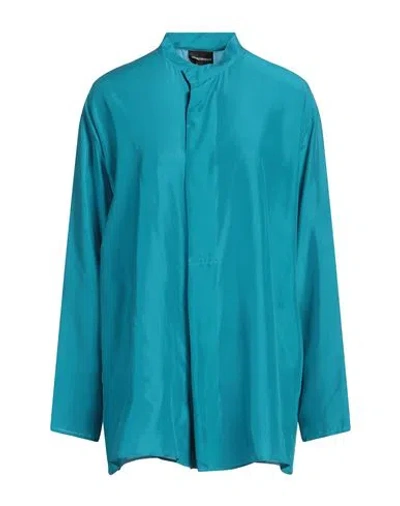Emporio Armani Woman Shirt Azure Size M Silk