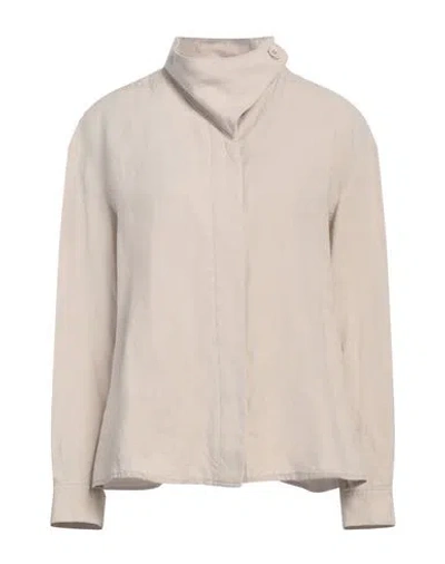 Emporio Armani Woman Shirt Beige Size 10 Lyocell, Linen