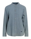 Emporio Armani Woman Shirt Blue Size 8 Cotton