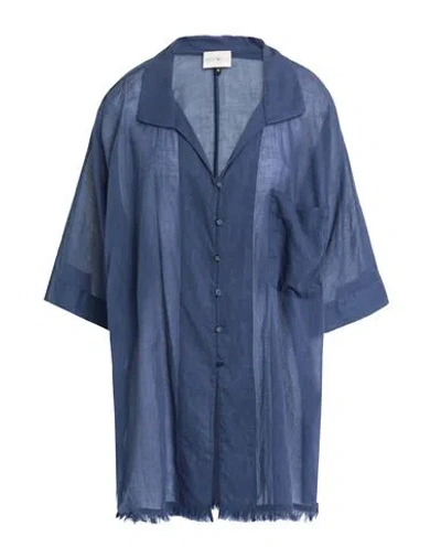 Emporio Armani Woman Shirt Midnight Blue Size 12 Cotton