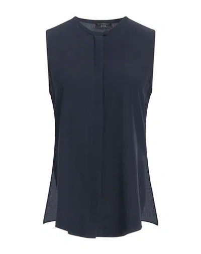 Emporio Armani Woman Shirt Midnight Blue Size 16 Silk