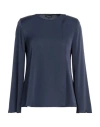 Emporio Armani Woman Shirt Navy Size 6 Silk, Elastane In Navy Blue