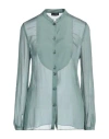 Emporio Armani Woman Shirt Sage Green Size 10 Acetate, Silk