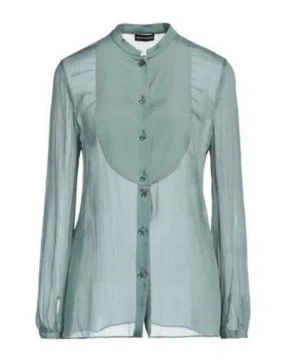 Emporio Armani Woman Shirt Sage Green Size 10 Acetate, Silk