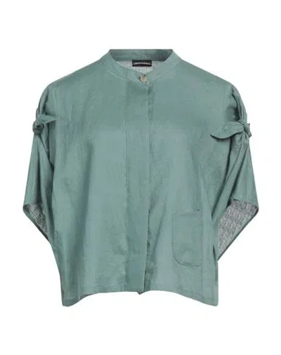 Emporio Armani Woman Shirt Sage Green Size 14 Linen
