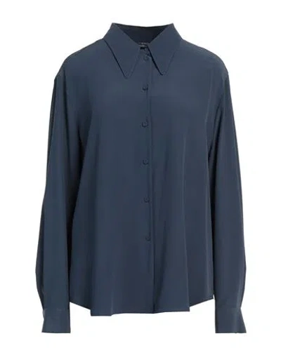 Emporio Armani Woman Shirt Slate Blue Size 18 Silk