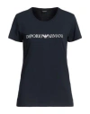 Emporio Armani Woman Undershirt Midnight Blue Size L Cotton, Elastane