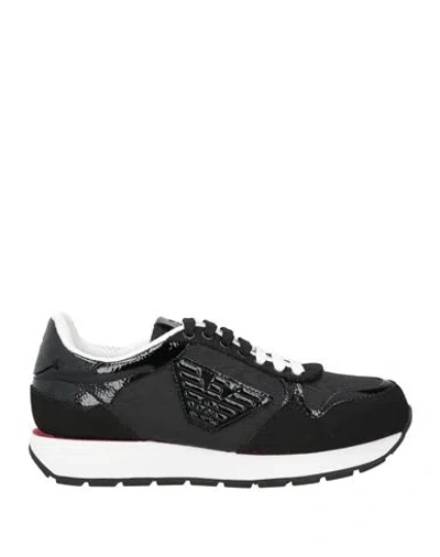 Emporio Armani Woman Sneakers Black Size 4.5 Textile Fibers