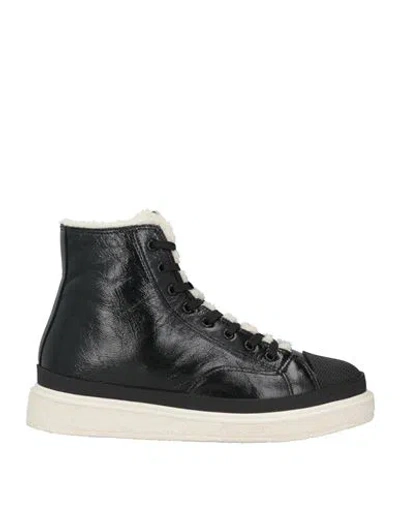 Emporio Armani Woman Sneakers Black Size 5.5 Soft Leather, Rubber