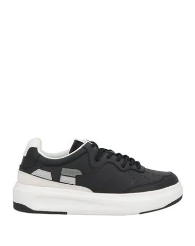 Emporio Armani Woman Sneakers Black Size 6.5 Cow Leather