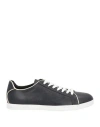 Emporio Armani Woman Sneakers Black Size 6.5 Cow Leather, Lambskin In Black