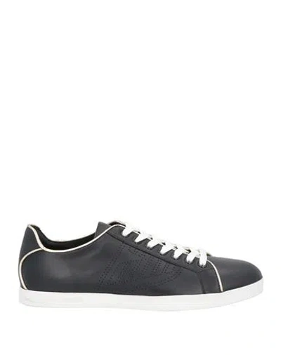 Emporio Armani Woman Sneakers Black Size 6.5 Cow Leather, Lambskin